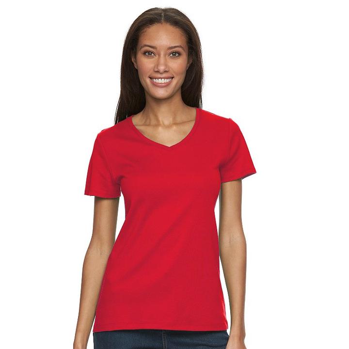Women's Croft & Barrow&reg; Essential V-neck Tee, Size: Large, Med Red