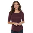 Women's Apt. 9&reg; Essential Elbow-sleeve Tee, Size: Xl, Dark Red