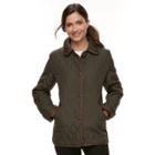 Women's Chaps Faux-leather Trim Quilted Jacket, Size: Medium, Dark Green