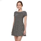 Petite Apt. 9&reg; Striped A-line Dress, Women's, Size: Xl Petite, Black