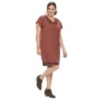 Plus Size Sonoma Goods For Life&trade; Embroidered T-shirt Dress, Women's, Size: 1xl, Dark Brown