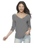 Juniors' So&reg; Double V-neck Tee, Girl's, Size: Medium, Med Grey