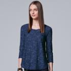 Petite Simply Vera Vera Wang Windy Jacquard Tee, Women's, Size: L Petite, Blue