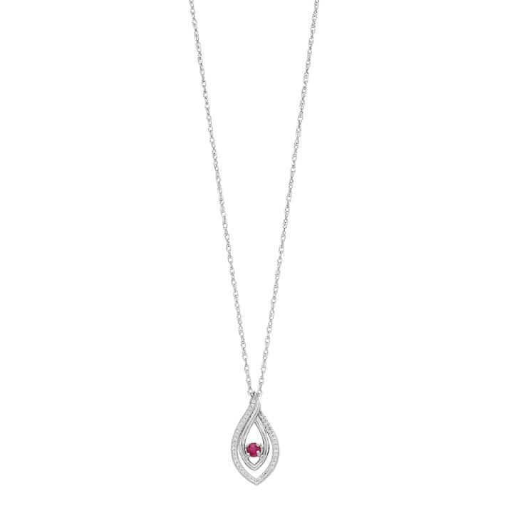 Sterling Silver Lab-created Ruby & White Sapphire Marquise Pendant, Women's, Size: 18, Red