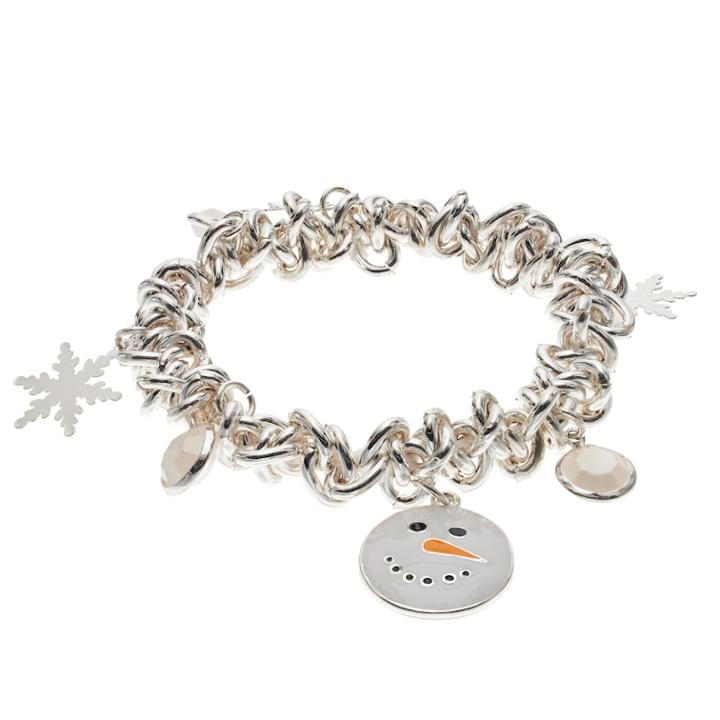 Snowman & Snowflake Charm Stretch Bracelet, Women's, Multicolor