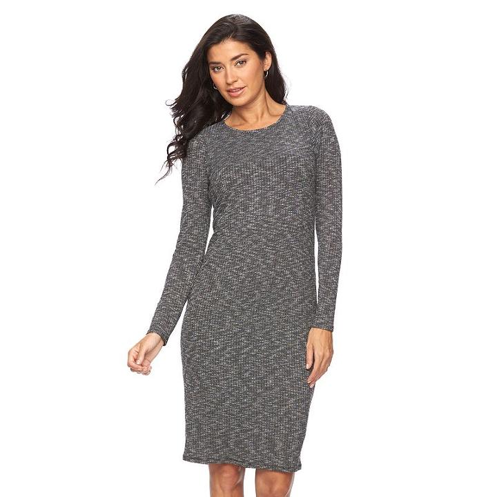 Women's Apt. 9&reg; Ribbed Midi Dress, Size: Medium, Dark Grey