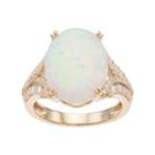 14k Gold Over Silver Lab-created White Opal & White Sapphire Oval Ring, Women's, Size: 8