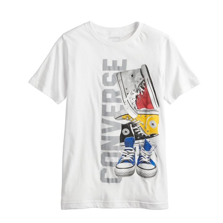 Boys 8-20 Converse Sneaker Pile Graphic Tee, Size: Xl, White