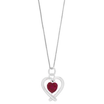 Timeless Sterling Silver Red Cubic Zirconia Mom You Are The Most Beautiful Gift Heart Pendant, Women's