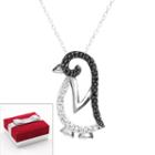Sterling Silver 1/10-ct. T.w. Black And White Diamond Penguin Pendant, Women's, Size: 18