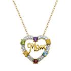 18k Gold Over Silver Gemstone And Diamond Accent Mom Heart Pendant, Women's, Size: 18, Multicolor