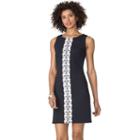 Petite Chaps Lace-trim Jacquard Dress, Women's, Size: 4 Petite, Blue Other
