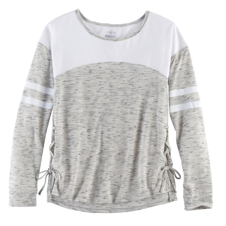 Girls 7-16 & Plus Size So&reg; Space-dye Lace-up Side Tee, Size: 20 1/2, Black