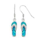 Lab-created Blue Opal Sterling Silver Flip-flop Drop Earrings, Women's