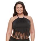 Plus Size Apt. 9&reg; High-neck Fringe Bikini Top, Women's, Size: 3xl, Black