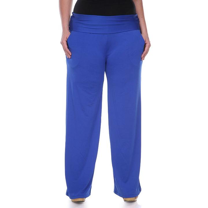 Plus Size White Mark Solid Palazzo Pants, Women's, Size: 3xl, Blue
