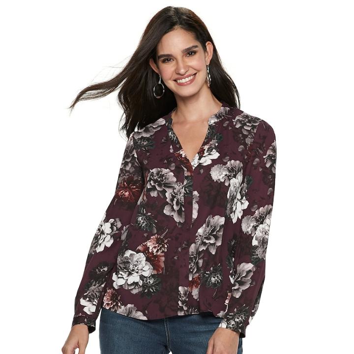 Women's Jennifer Lopez Embellished Chiffon Top, Size: Medium, Drk Purple