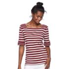 Women's Croft & Barrow&reg; Rolled Button-tab Top, Size: Large, Dark Red
