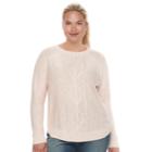 Juniors' Plus Size So&reg; Shirttail Cable-knit Sweater, Teens, Size: 3xl, Light Pink