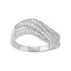 Journee Collection Sterling Silver Cubic Zirconia Wave Ring, Women's, Size: 7, White