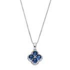 Sterling Silver Lab-created Sapphire & White Topaz Flower Pendant Necklace, Women's, Size: 18, Blue