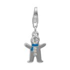 Sterling Silver Gingerbread Man Charm, Grey