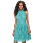 Juniors' Up By Ultra Pink High Neck Lace Skater Dress, Teens, Size: Small, Turquoise/blue (turq/aqua)