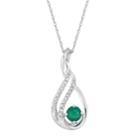10k White Gold Emerald & Diamond Accent Teardrop Pendant Necklace, Women's, Size: 18, Green