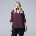 Plus Size Simply Vera Vera Wang Solid Crepe Top, Women's, Size: 2xl, Purple