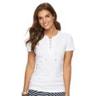 Women's Chaps Lace-up Tee, Size: Xl, White