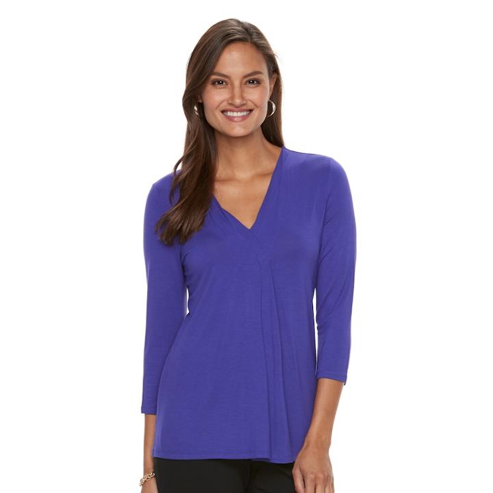 Women's Dana Buchman Release-pleat Top, Size: Xl, Brt Purple
