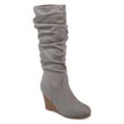 Journee Collection Haze Women's Wedge Slouch Knee High Boots, Size: Medium (6.5), Med Grey