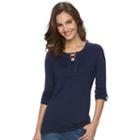 Women's Croft & Barrow&reg; Lace-up Tee, Size: Small, Blue