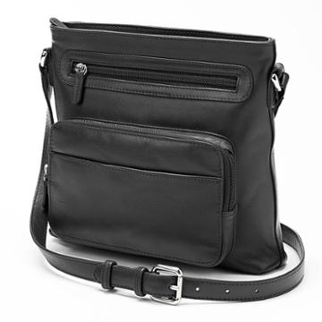 Ili Top Zip Leather Crossbody, Women's, Black