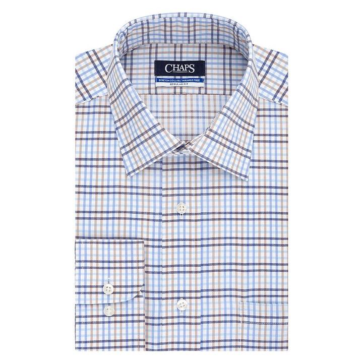 Big & Tall Chaps Regular-fit Stretch-collar Wrinkle-free Dress Shirt, Men's, Size: 18-34/35, Med Blue