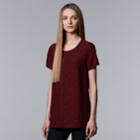 Women's Simply Vera Vera Wang Lace Petal Tee, Size: Xl, Dark Red