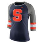 Women's Nike Syracuse Orange Striped Sleeve Tee, Size: Small, Blue (navy)