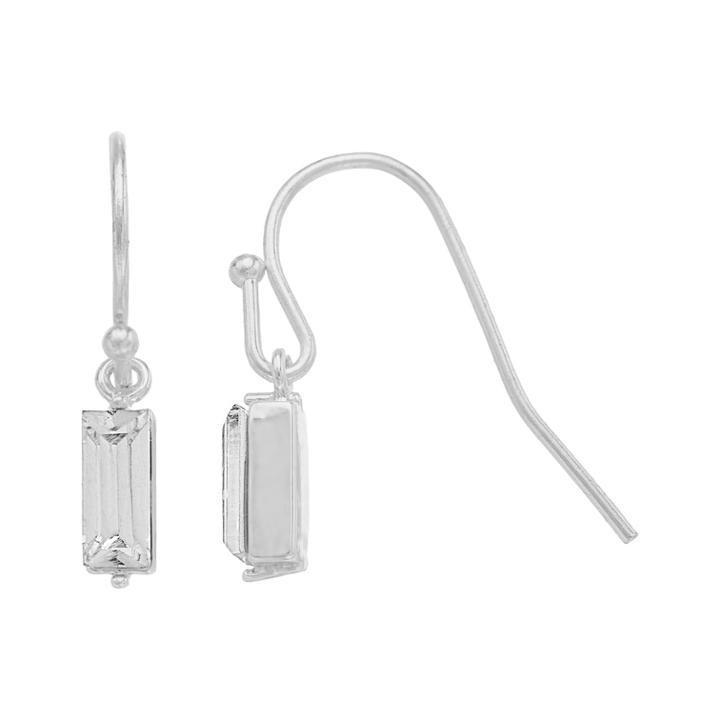 Lc Lauren Conrad Simulated Crystal Baguette Drop Earrings, Women's, Silver