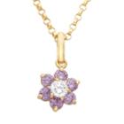 Junior Jewels Cubic Zirconia 14k Gold Flower Pendant Necklace, Girl's, Size: 13, Purple