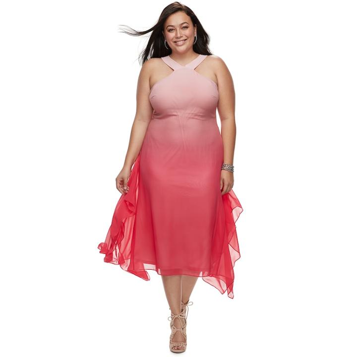 Plus Size Jennifer Lopez Crossover-neck Chiffon Dress, Women's, Size: 1xl, Pink