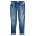 Girls 7-16 & Plus Size So&reg; Sequin Destruction Girlfriend Jeans, Size: 12 1/2, Med Blue