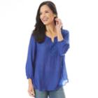 Women's Apt. 9&reg; Embroidered Peasant Top, Size: Large, Dark Blue