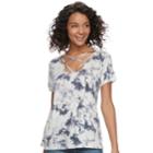 Juniors' Cloud Chaser Strappy Tie-dye Tee, Teens, Size: Xs, Grey
