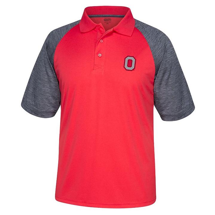 Men's Ohio State Buckeyes Colorblock Polo, Size: Medium, Brt Red