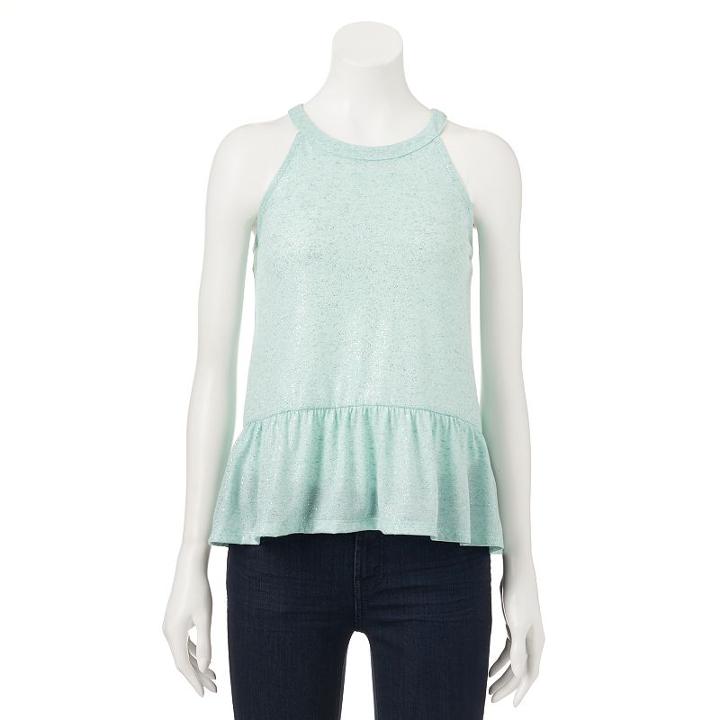 Women's Juicy Couture Metallic Halter Top, Size: Xl, Turquoise/blue (turq/aqua)