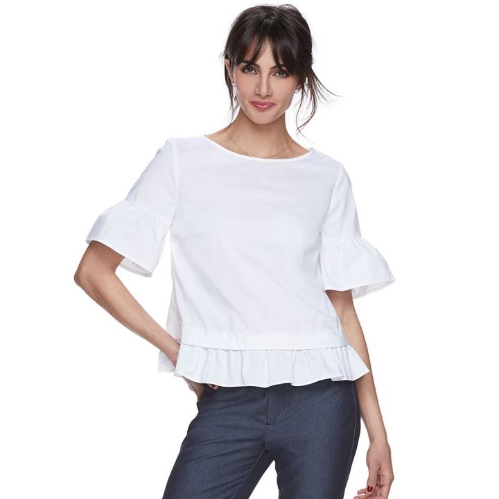 Women's Elle&trade; Ruffle Top, Size: Large, White