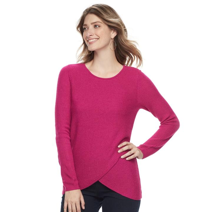 Women's Croft & Barrow&reg; Tulip Hem Sweater, Size: Medium, Med Pink
