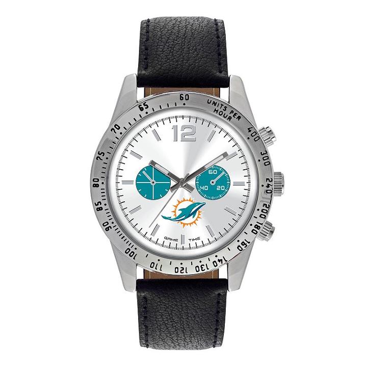Game Time, Men's Miami Dolphins Letterman Watch, Black