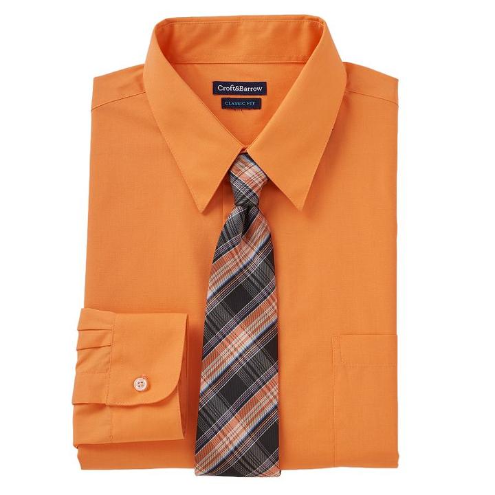 Men's Croft & Barrow&reg; Classic-fit Dress Shirt & Tie Set, Size: Xl-36/37, Brt Red