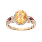 14k Gold Over Silver Gemstone Oval Halo Ring, Women's, Size: 7, Red